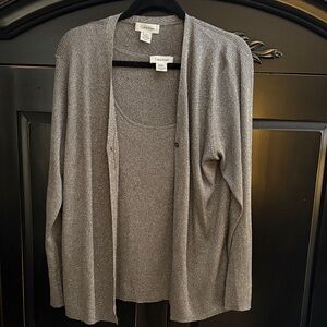 Calvin Klein Metallic Gray Cardigan and Tank Set